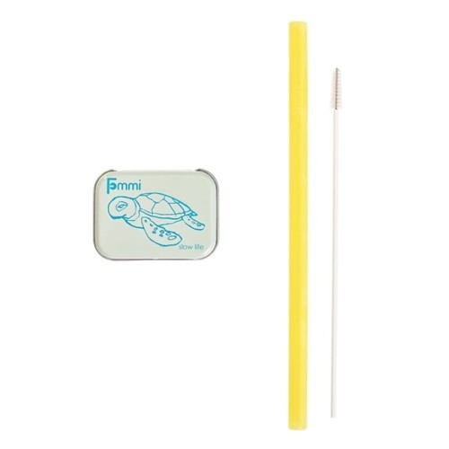 Fommi Słomka Silikonowa w Etui Yellow